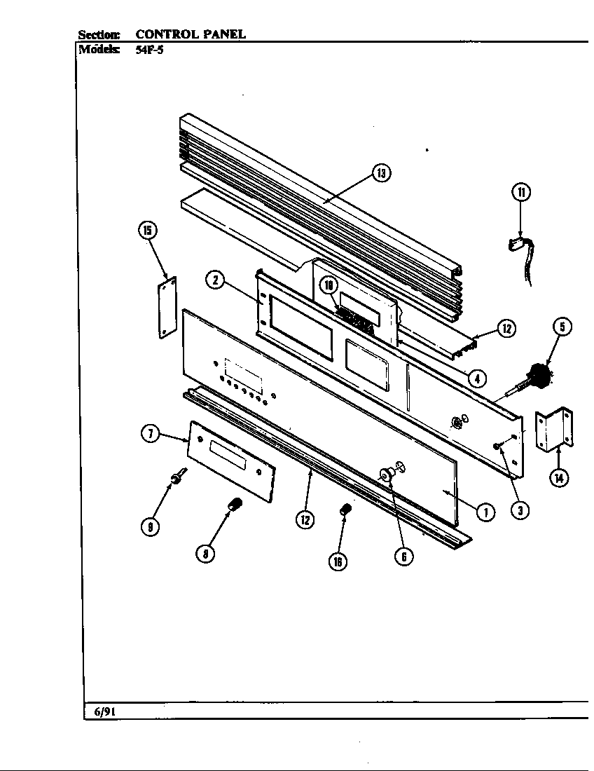 Magic Chef 54F-5TKXW control panel (54fk-5txw) (54fn-5tkvw) (54fn-5tkxw) (54fn-5tvw) (54fn-5txw) diagram
