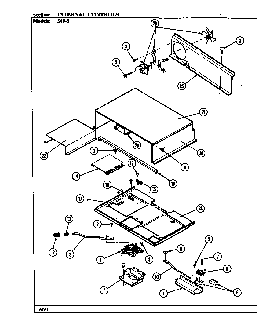 Magic Chef 54F-5TKXW internal controls (54f-5tkxw) (54f-5tkxw) diagram