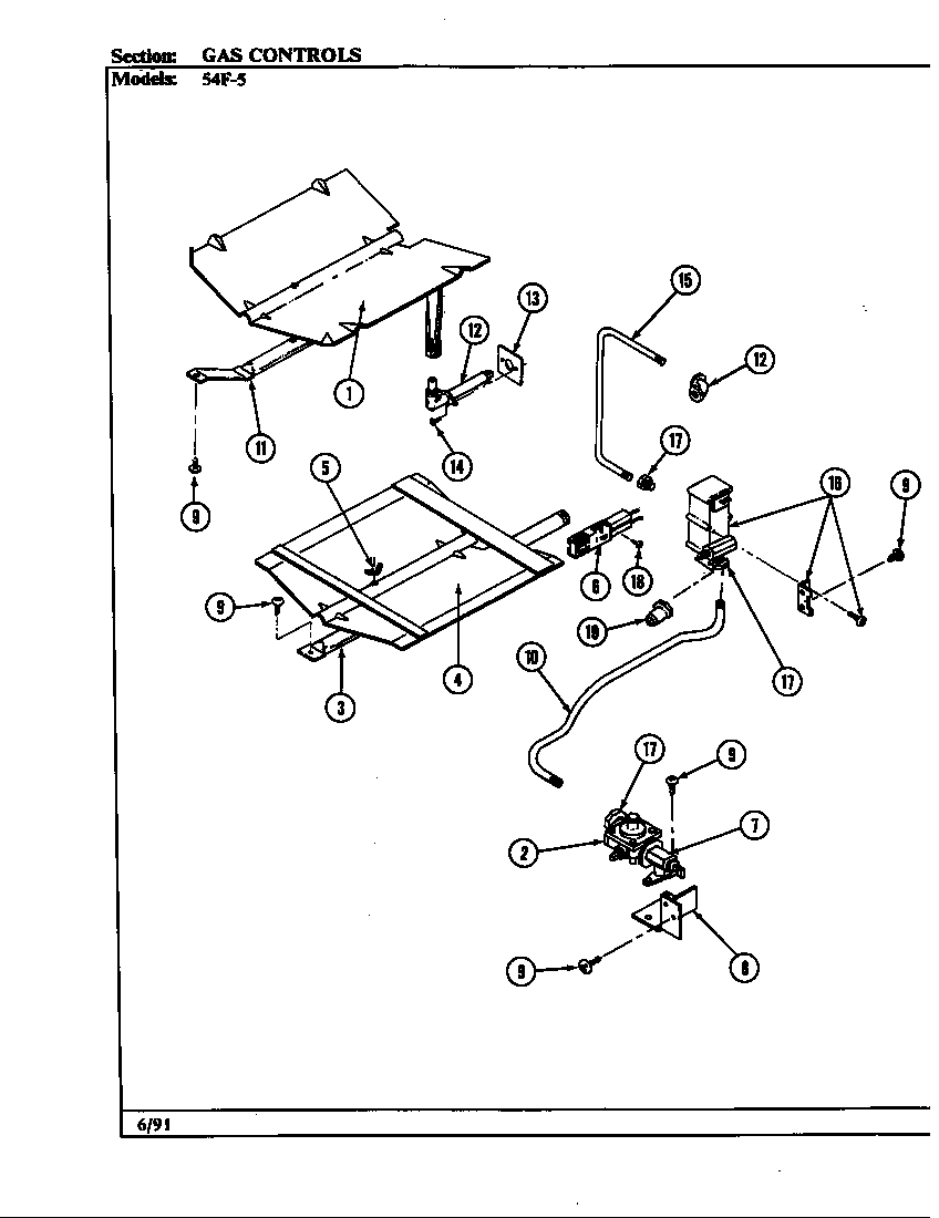 Magic Chef 54F-5TKXW gas controls (54fk-5txw) (54fn-5tkvw) (54fn-5tkxw) (54fn-5tvw) (54fn-5txw) diagram