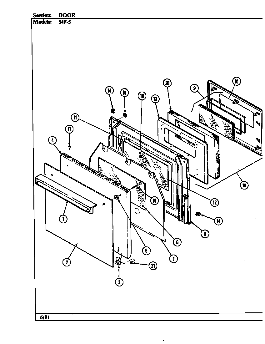 Magic Chef 54F-5TKXW door (54fk-5txw) (54fn-5tkvw) (54fn-5tkxw) (54fn-5tvw) (54fn-5txw) diagram
