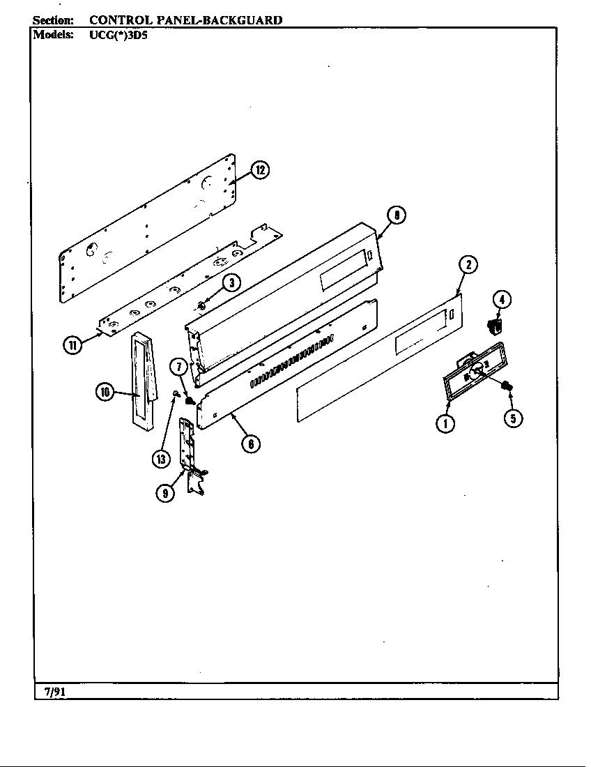 Crosley UCGW3D5NW-AD control panel diagram