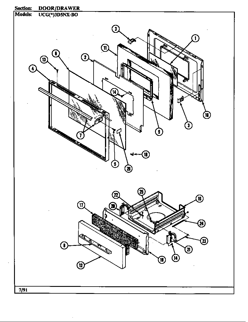 Crosley UCGW3D5NW-AD door/drawer (ucg*3d5nx-b0) (ucga3d5nx-b0) (ucgw3d5nx-b0) diagram