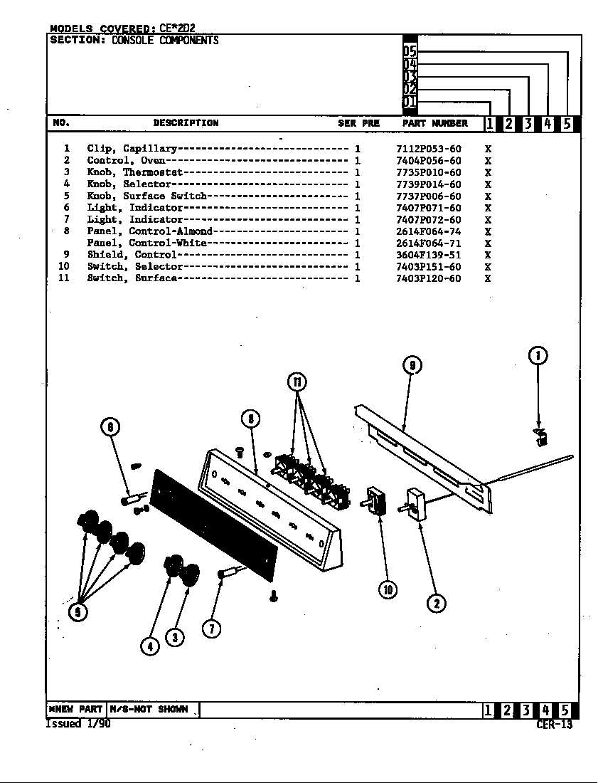 Crosley CEW2D2 control panel diagram