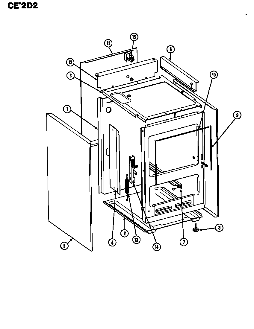 Crosley CEW2D2 front view panel diagram