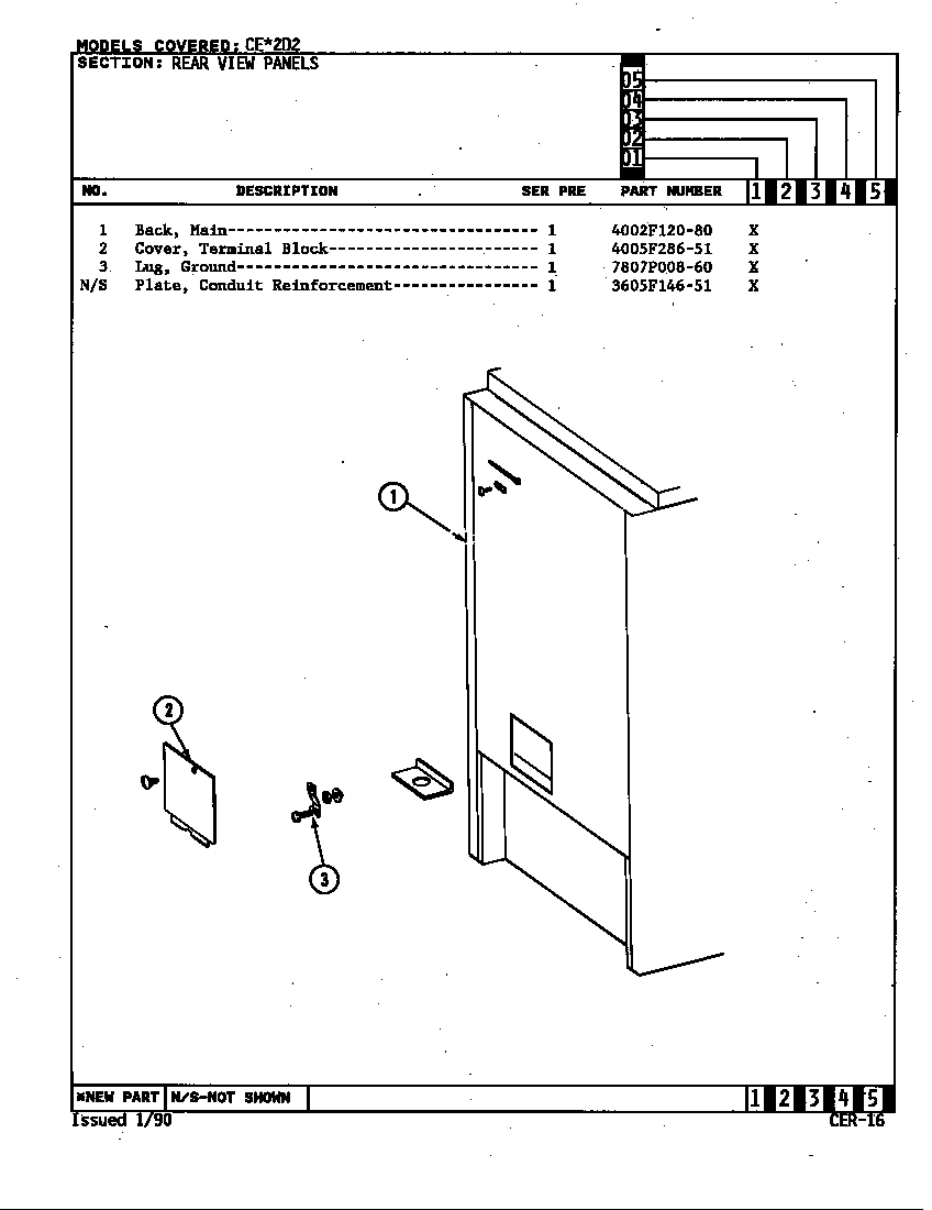 Crosley CEW2D2 rear view panel diagram