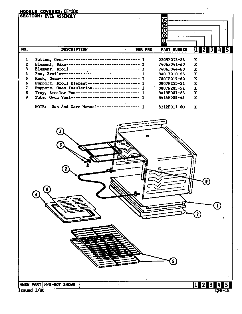 Crosley CEW2D2 oven assembly diagram