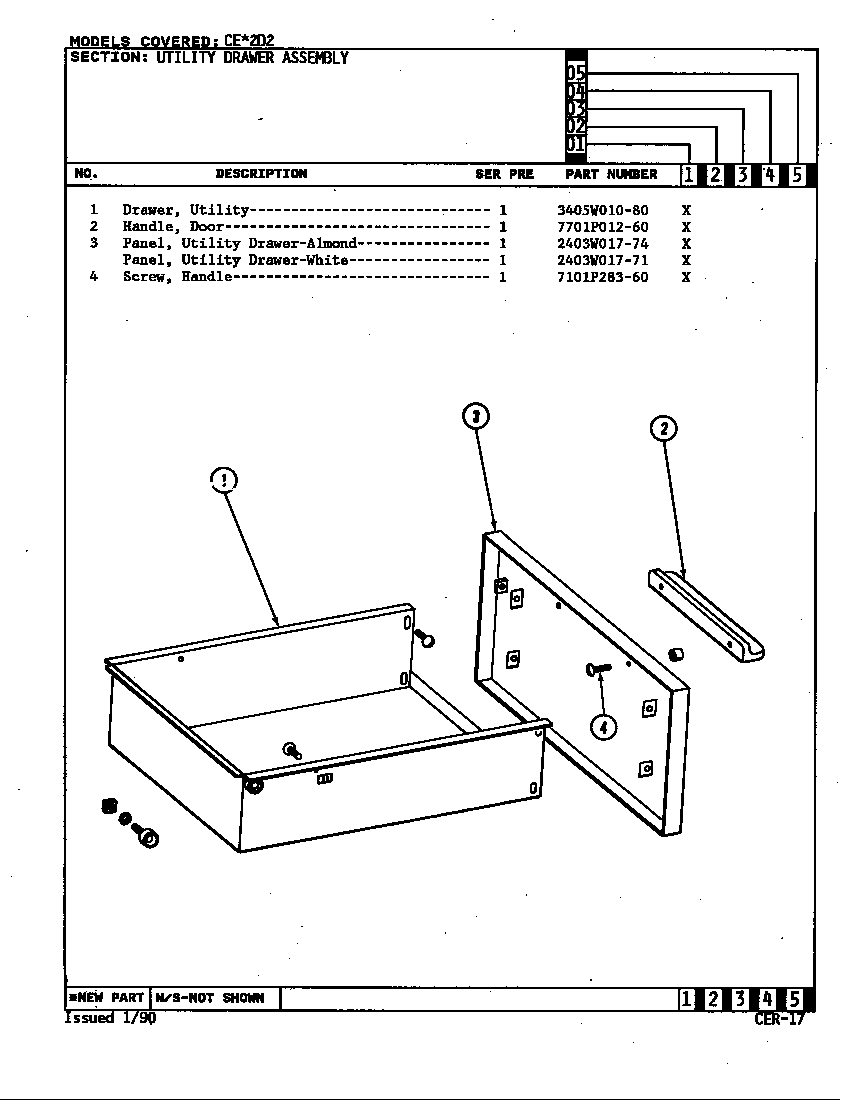 Crosley CEW2D2 drawer assembly diagram