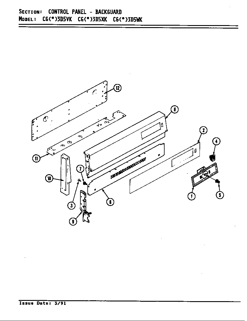 Crosley CGA3D5VK control panel diagram