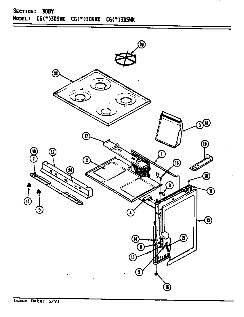 Crosley CGA3D5VK body diagram