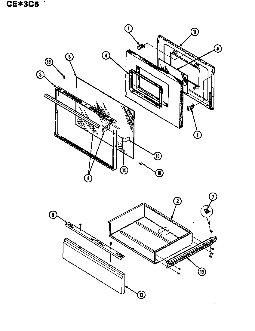 Crosley CEW3C6CV door/drawer diagram