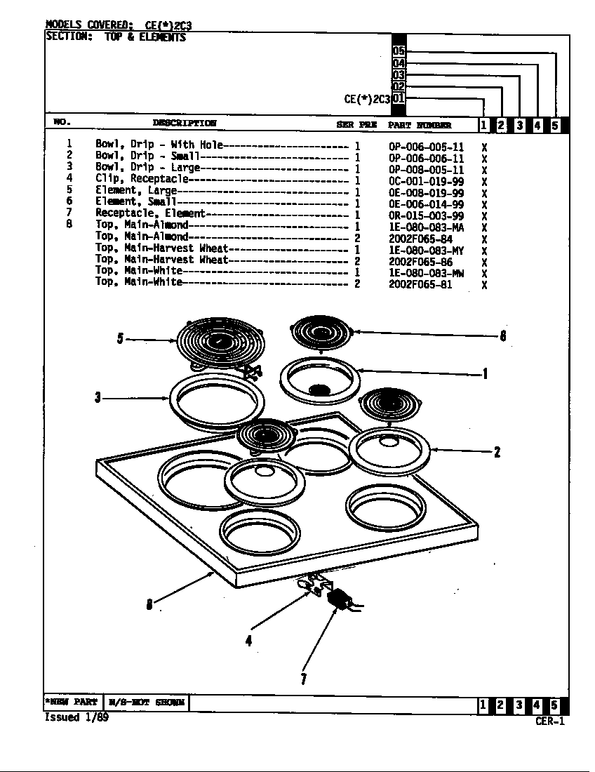 Crosley CEW2C3 top assembly diagram