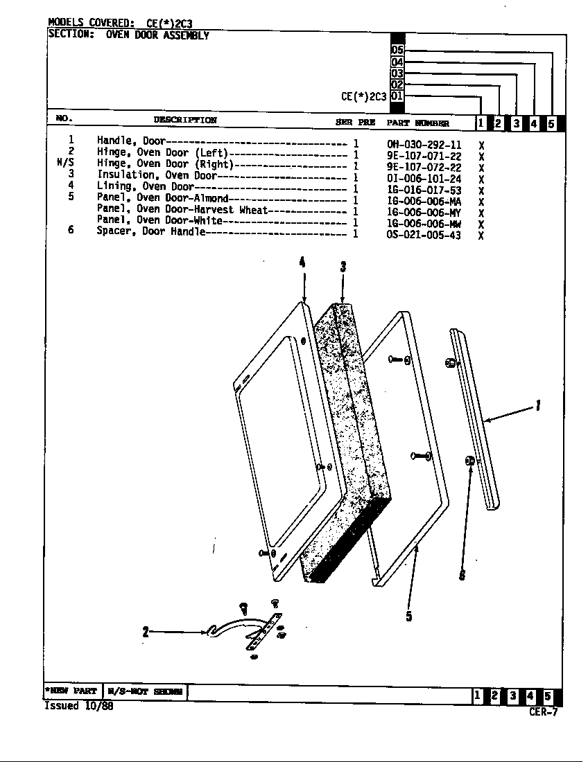Crosley CEW2C3 door assembly diagram