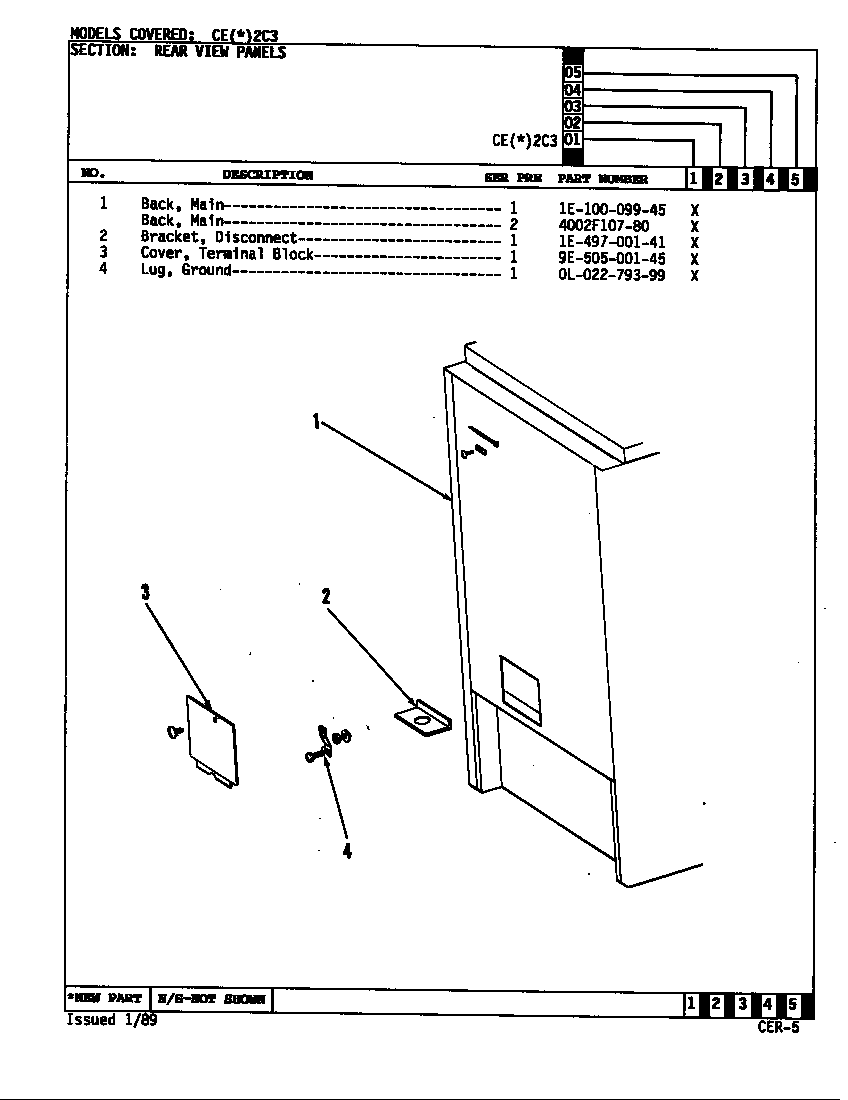 Crosley CEW2C3 rear view panel diagram