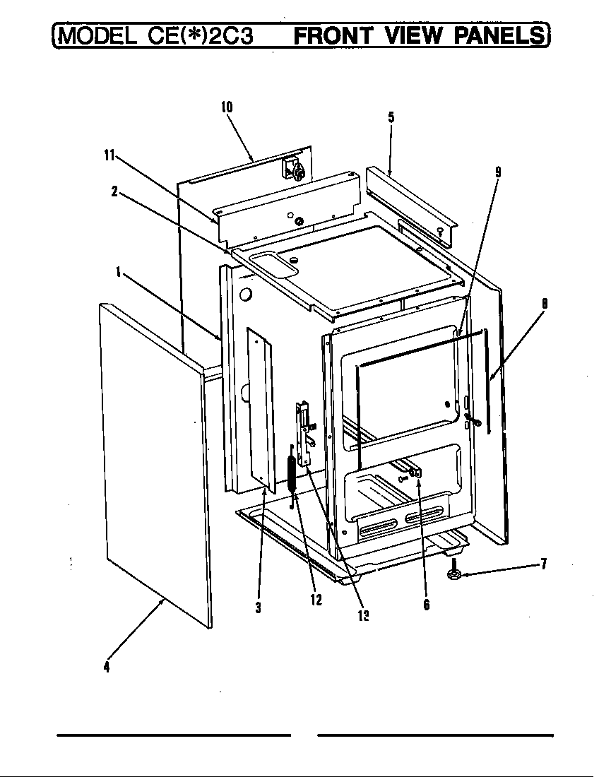 Crosley CEW2C3 front view panel diagram