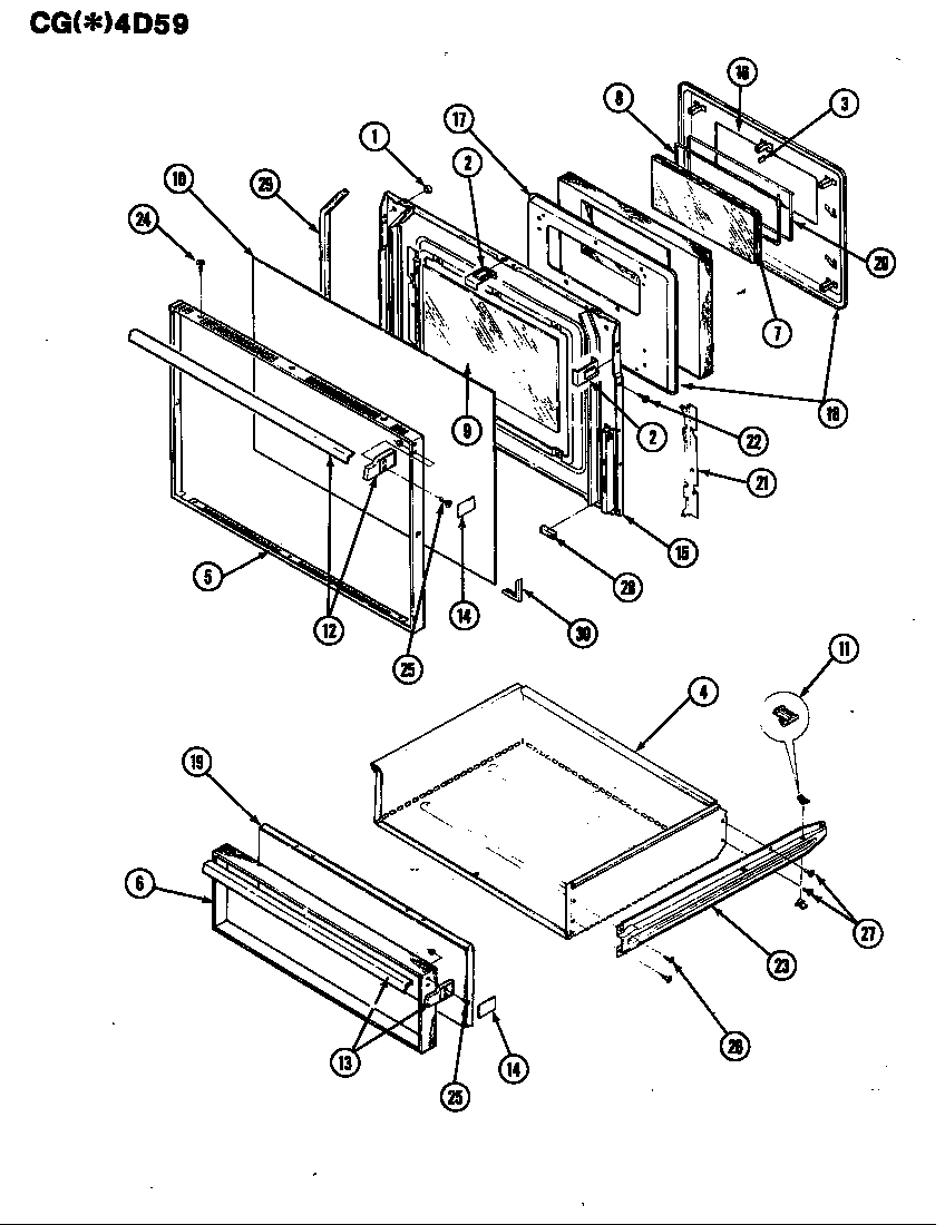 Crosley CGW4D59EZK door/drawer diagram
