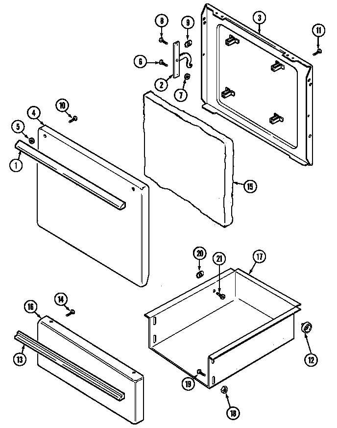 Jenn-Air H1500PRW door/drawer diagram