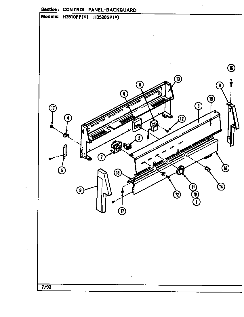 Hardwick H3510PPW control panel diagram