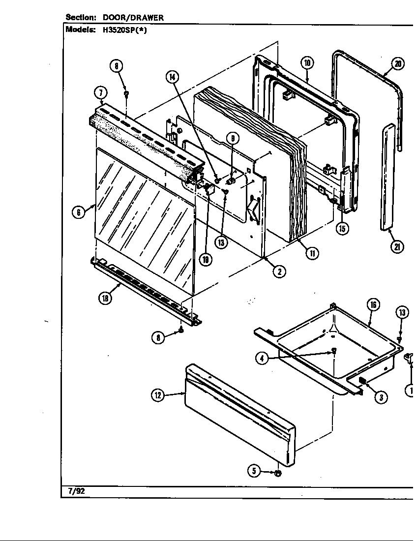 Hardwick H3510PPW door/drawer (h3520sp*) (h3520spa) (h3520spw) diagram