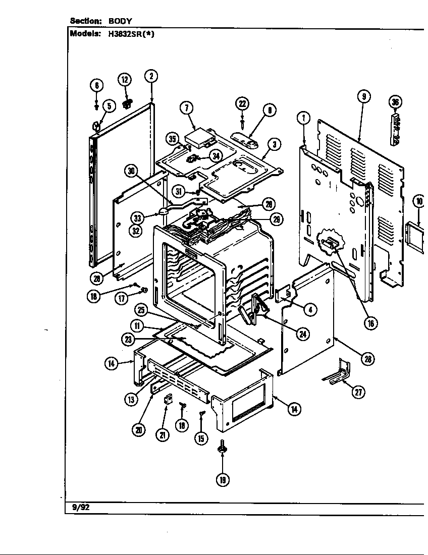 Hardwick H3832SRA body diagram