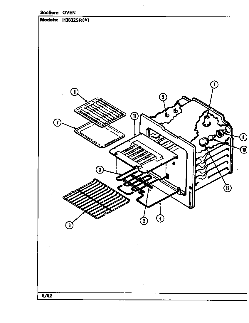 Hardwick H3832SRA oven diagram
