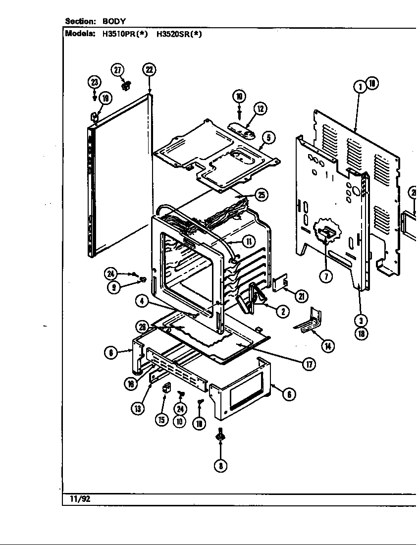 Hardwick H3520SRW body diagram