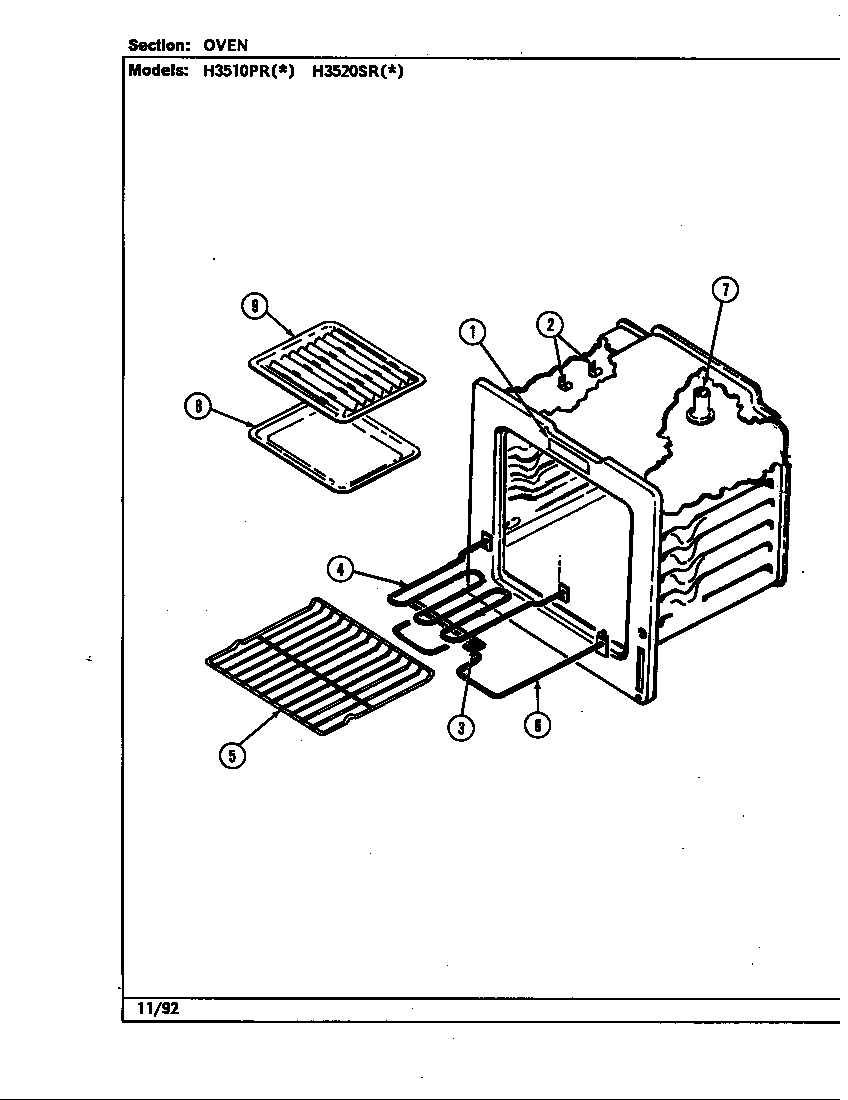 Hardwick H3520SRW oven diagram