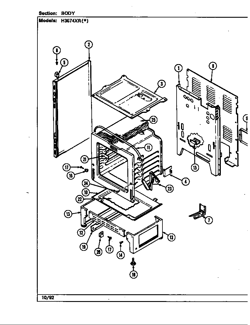 Hardwick H3674XRW body diagram
