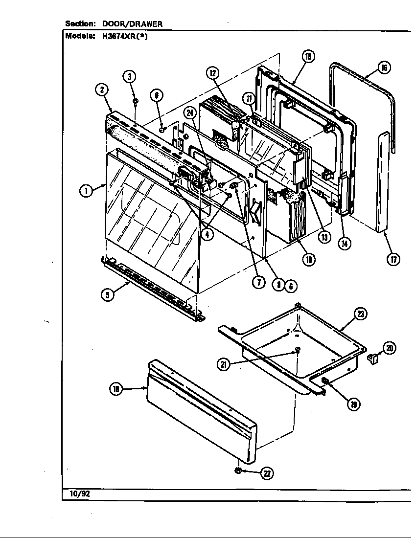 Hardwick H3674XRW door/drawer diagram