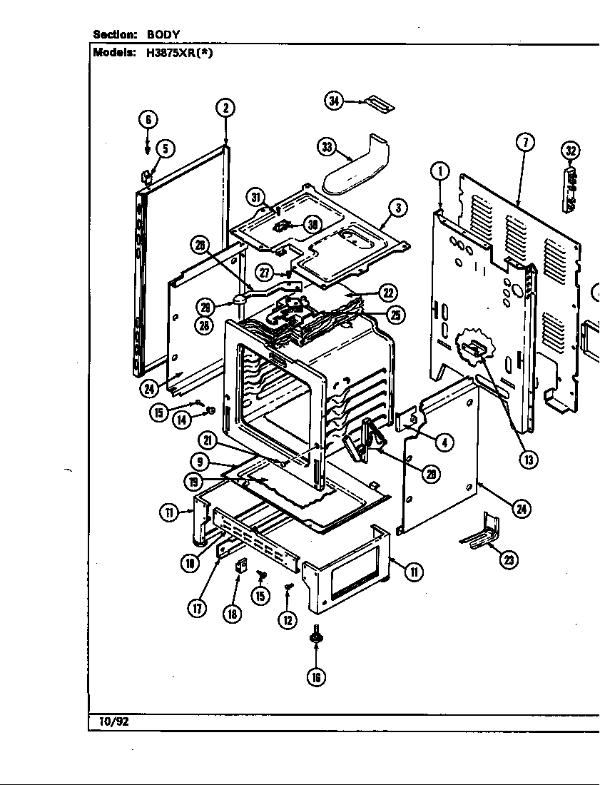 Hardwick H3875XRW body diagram
