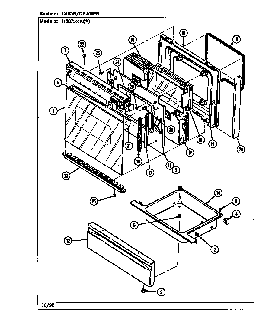 Hardwick H3875XRW door/drawer diagram