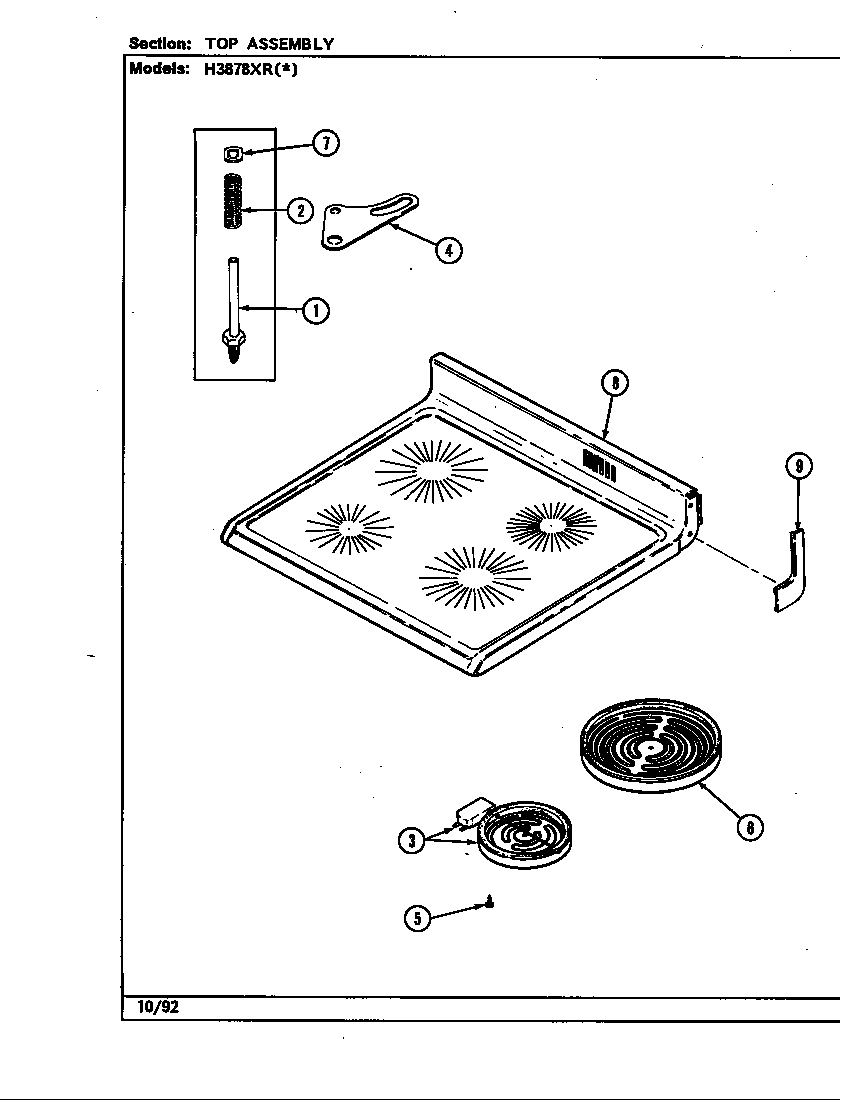 Hardwick H3878XRA top assembly diagram