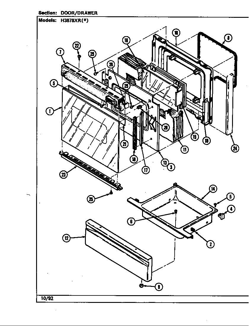 Hardwick H3878XRA door/drawer diagram