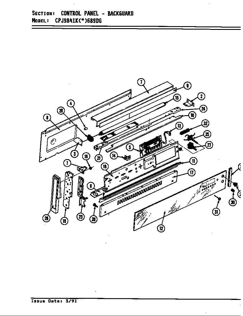 Hardwick CPJ9841KW689DG control panel diagram