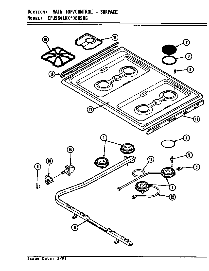 Hardwick CPJ9841KW689DG top assembly diagram