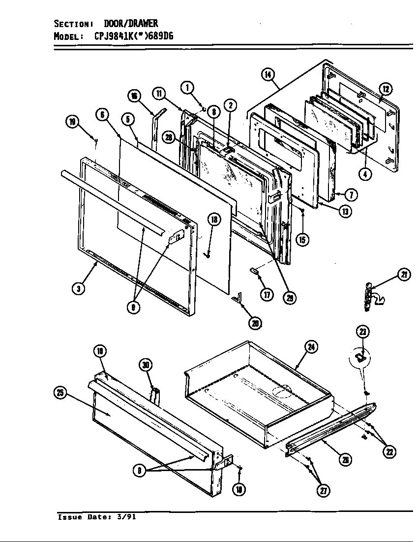 Hardwick CPJ9841KW689DG door/drawer diagram