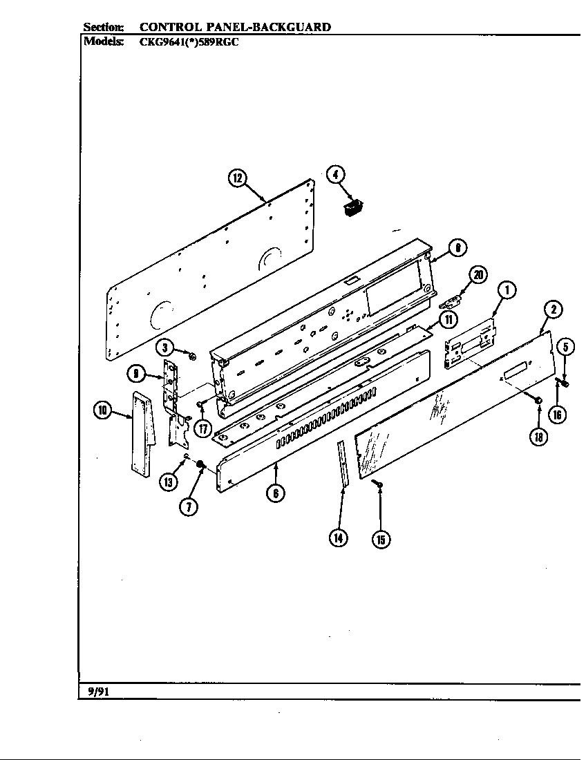Hardwick CKG9641W589RGC control panel diagram