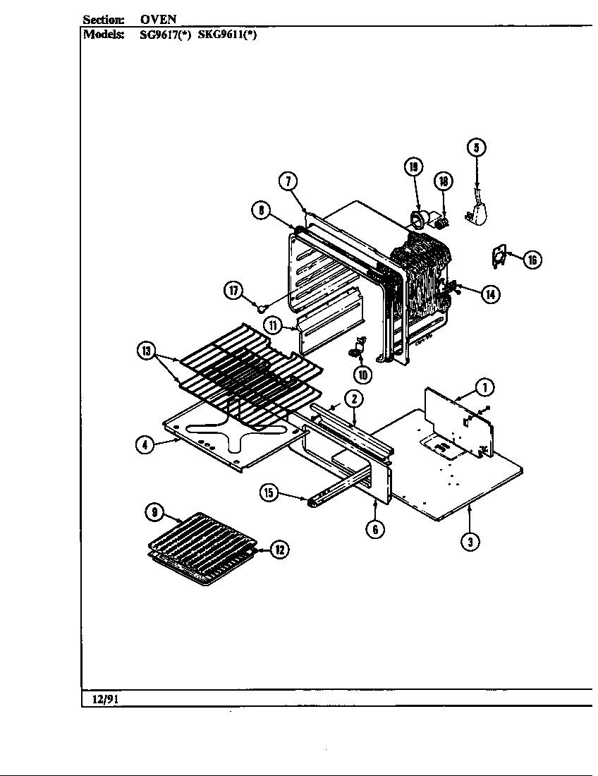 Hardwick SG9617A429R oven diagram