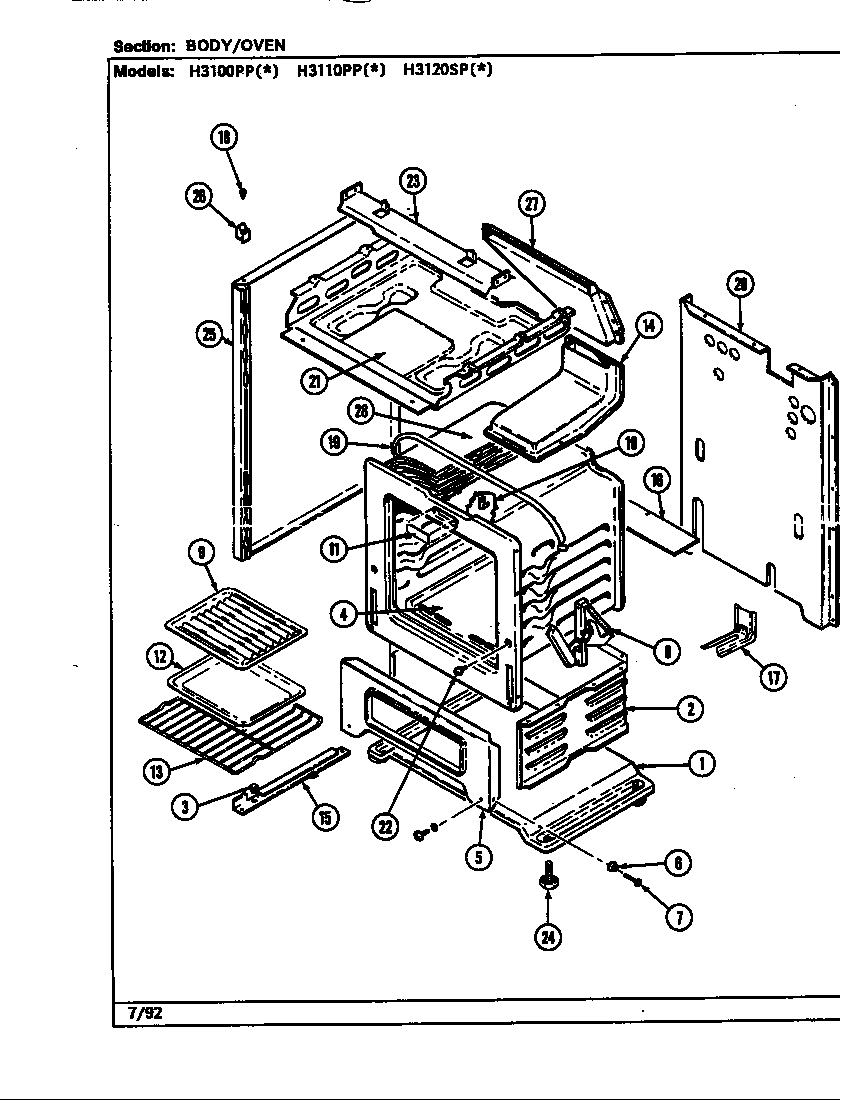Hardwick H3100PPW body diagram