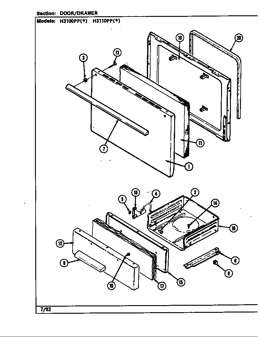 Hardwick H3100PPW door/drawer diagram