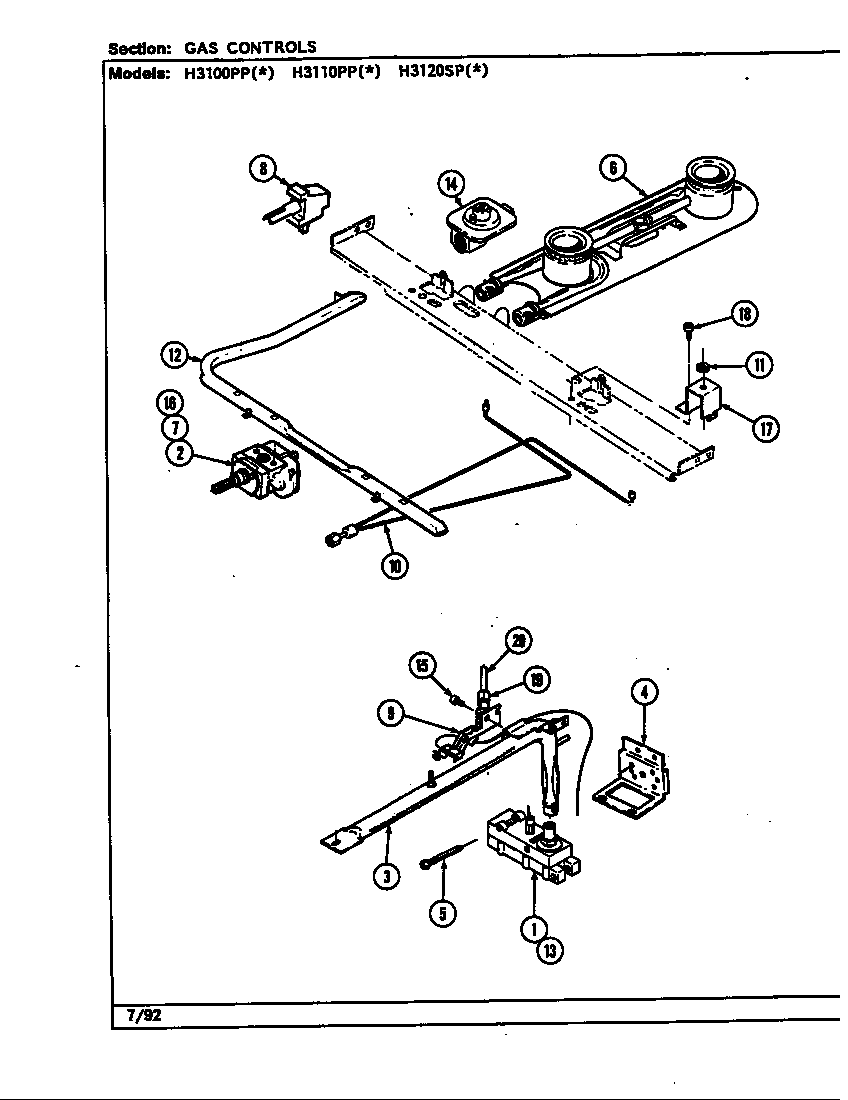 Hardwick H3110PPA gas controls diagram