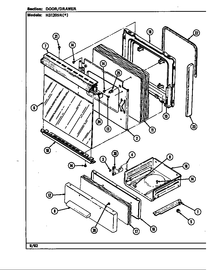 Hardwick H3120SRA door/drawer (h3120sr*) (h3120sra) (h3120srw) diagram