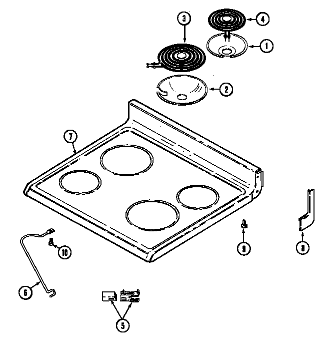 Norge GN3531WUA top assembly diagram