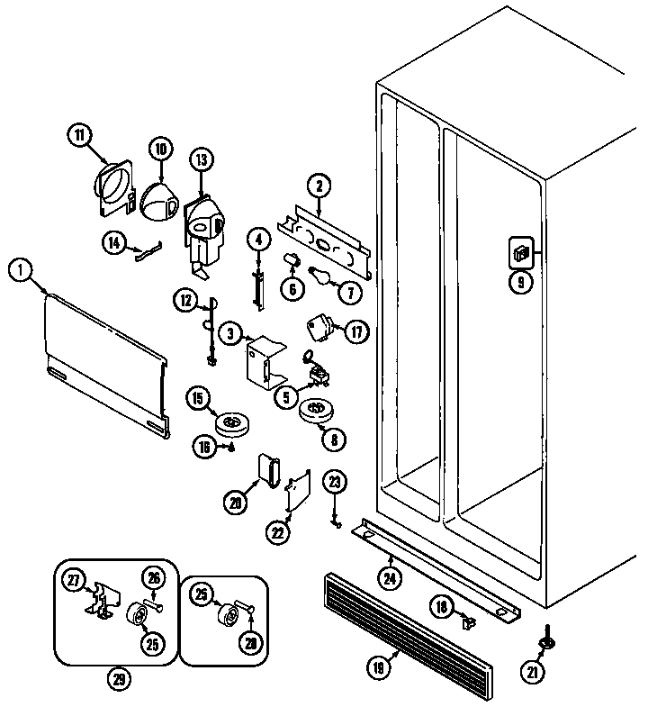 Admiral RSCA207AAM fresh food compartment diagram