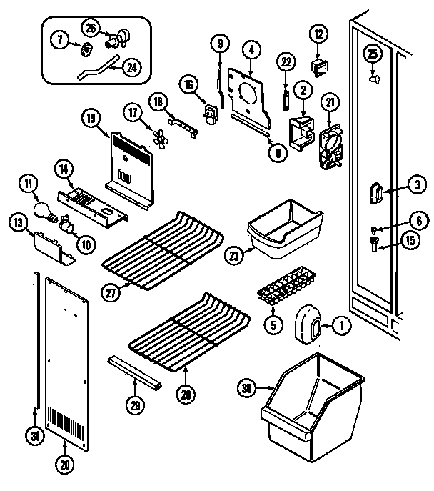 Admiral RSCA207AAM freezer compartment diagram
