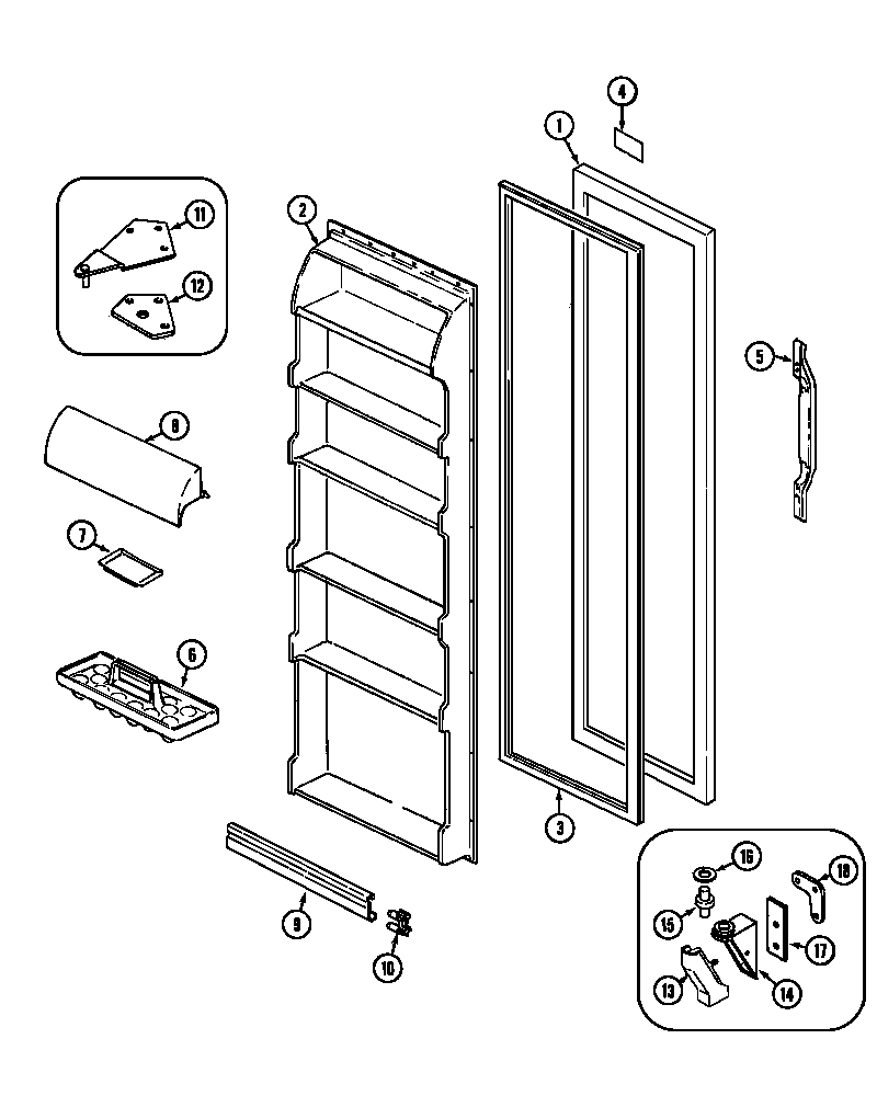 Admiral RSCA207AAM fresh food door diagram