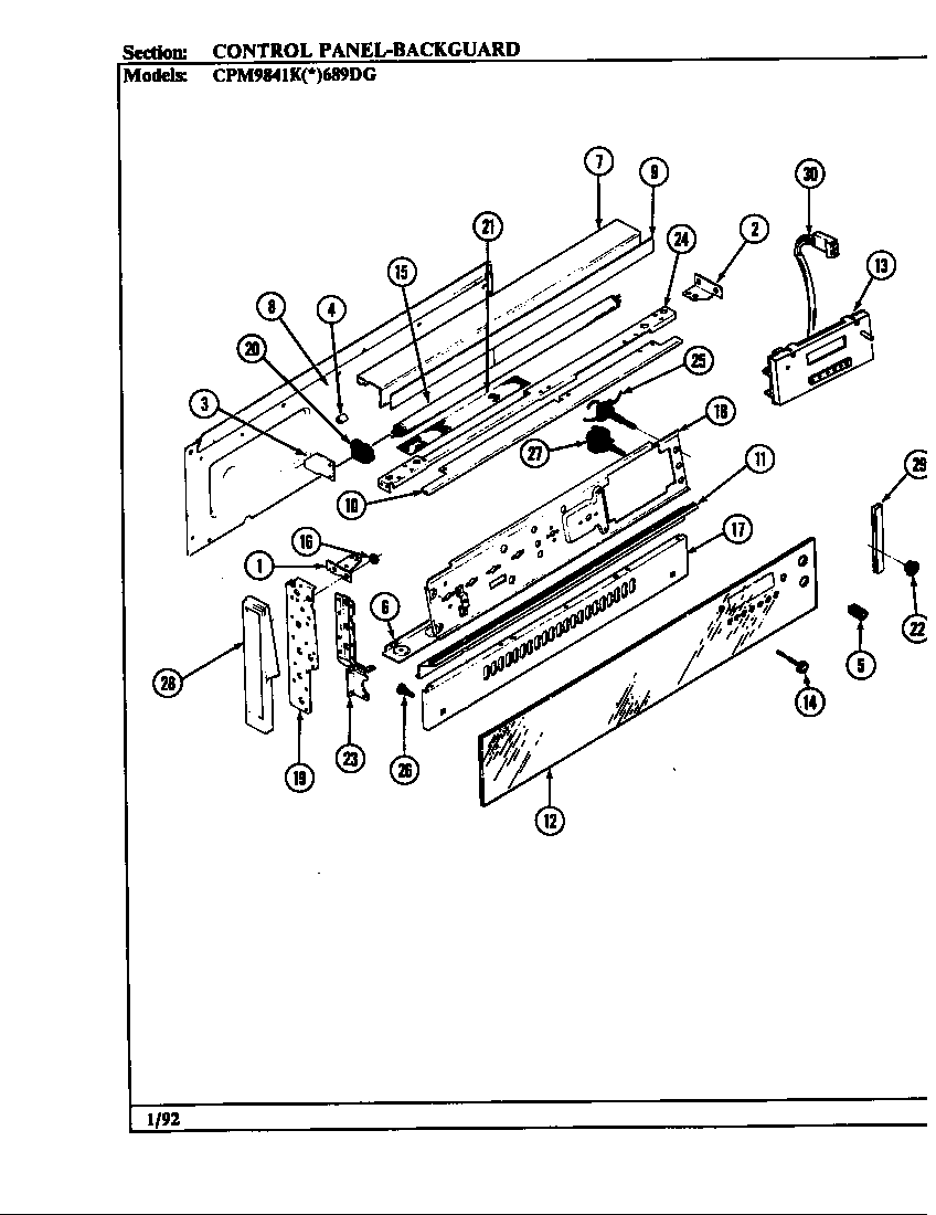 Hardwick CPM9841KW689DG control panel diagram