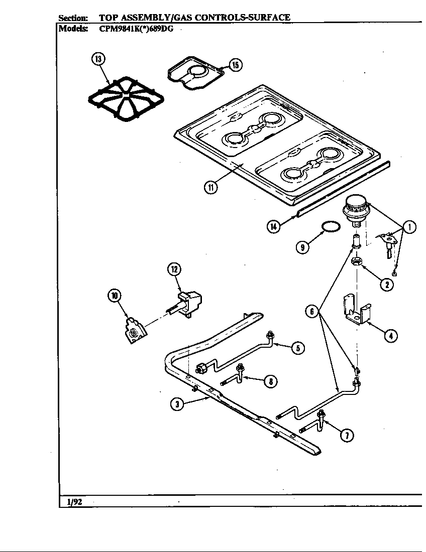Hardwick CPM9841KW689DG top assembly diagram