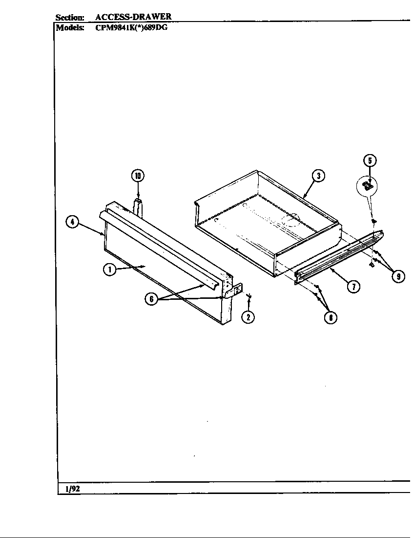Hardwick CPM9841KW689DG drawer diagram