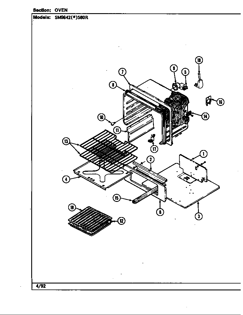 Hardwick SM9642W580R oven diagram