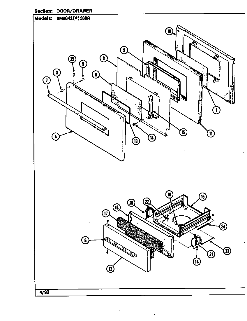 Hardwick SM9642W580R door/drawer diagram
